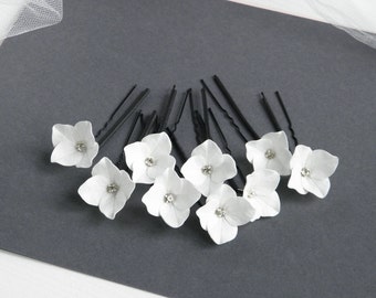 Flower hair pins Hydrangea crystal hair pins Bridal hair piece floral Wedding headpiece bride