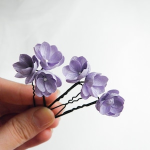 Lilac bridal hair pins with small flowers Floral wedding hair piece Flower headpiece for bride Floral bobby pins image 5