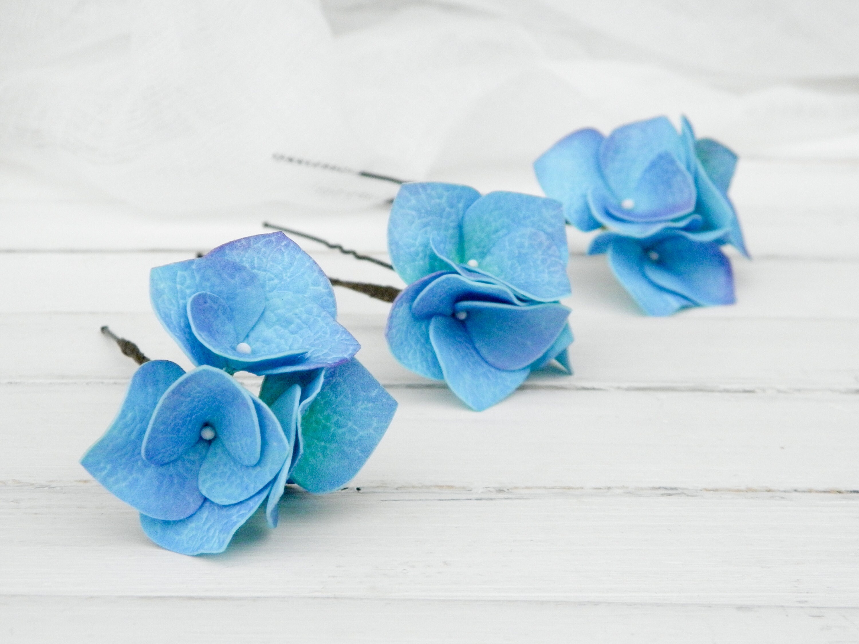 Blue Flower Hair Pin Wedding / Hydrangea Hair Piece for Bride Etsy