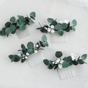 Blumiger Eukalyptus Haarkamm mit Schleierkraut Blütenschmuck für die Braut