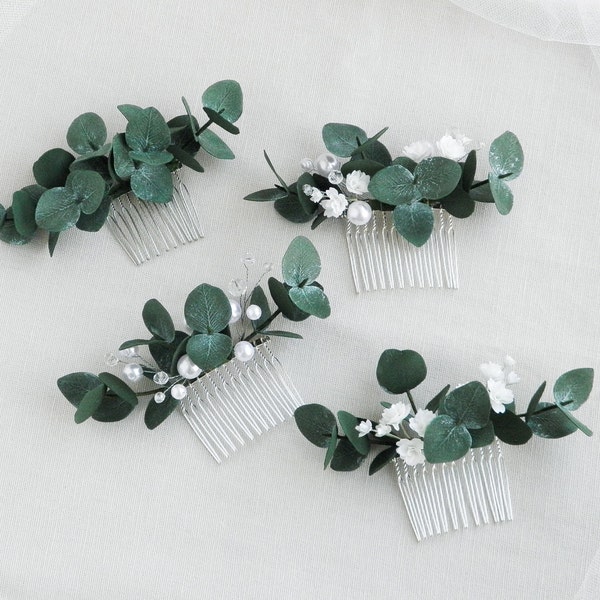 Eucalyptus hair piece Floral hair comb Greenery hair piece Bridal hair piece Flower hair comb bride Delicate bridal hair comb