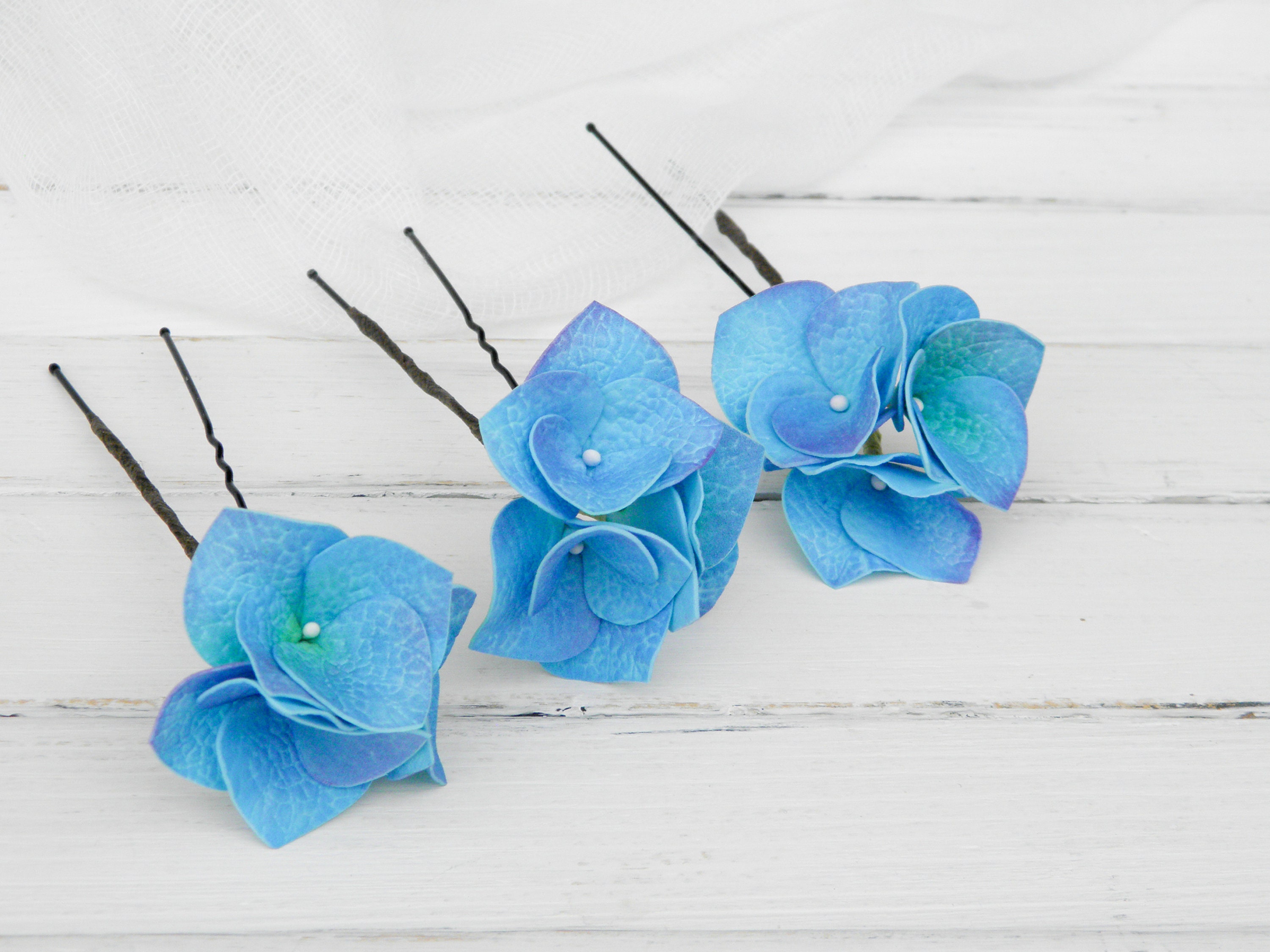 Blue Flower Hair Pin Wedding / Hydrangea Hair Piece for Bride Etsy