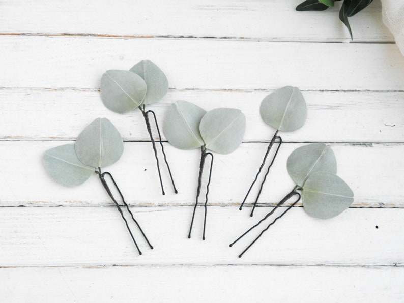 Eucalyptus hair clip bride Wedding floral hair pins Greenery hair piece