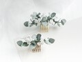 Greenery wedding hair piece Babies breath Eucalyptus bridal hair comb Floral headpiece for bride