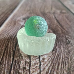 Sea glass marble 0.98&quot;/2,5 cm, cats eye marble, sea worn marbles, beach marbles, sea glass bottle bottom