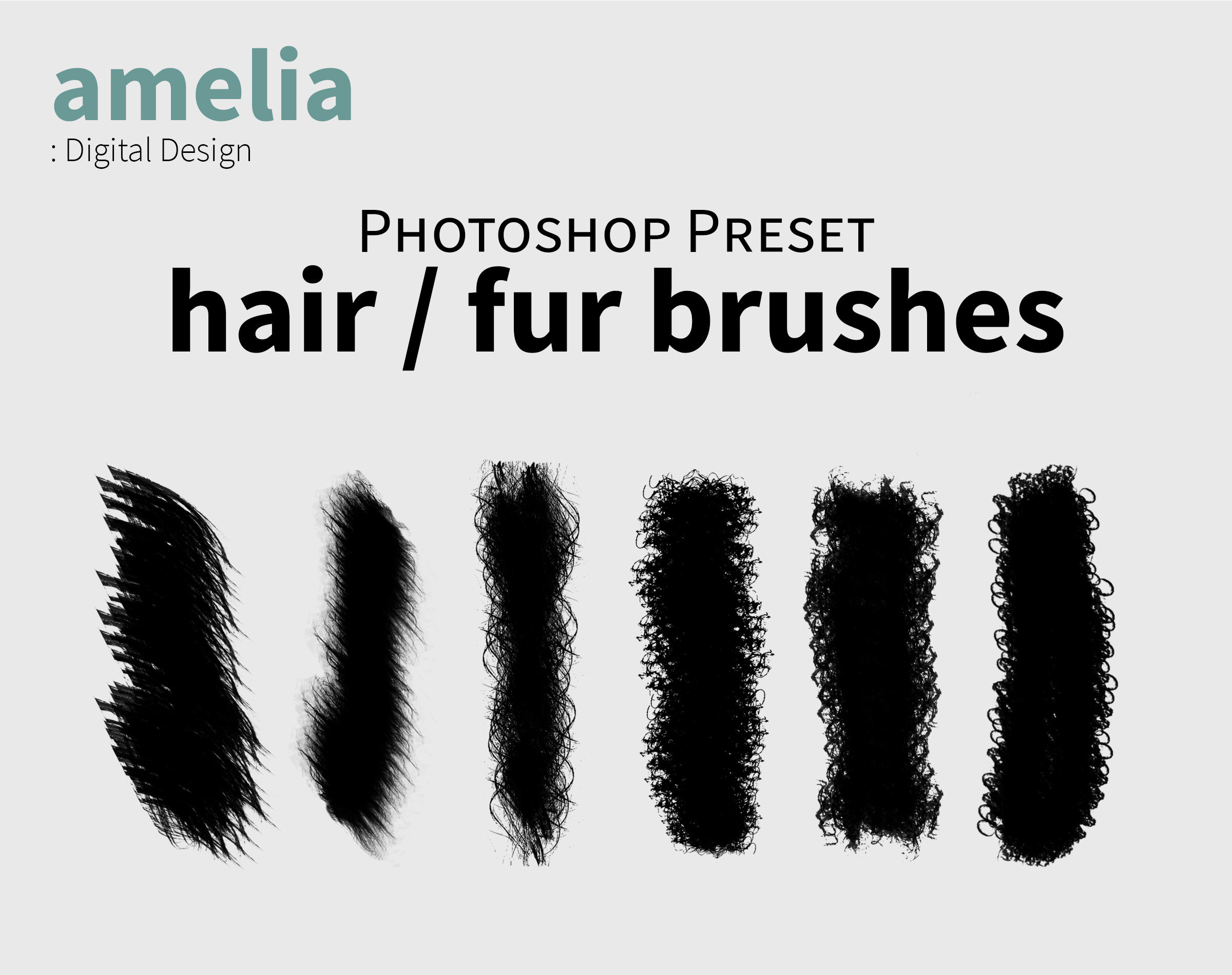 6 Photoshop Brushes Hair / Fur for Digital Art and - Etsy