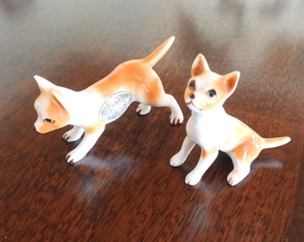 Vintage lot of two Bone China Chihuahuas or Terriers, made in Japan, 1960's