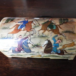 Vintage Persian Hand-Painted Camel Bone Trinket Box with Removeable Inside Shelf image 7