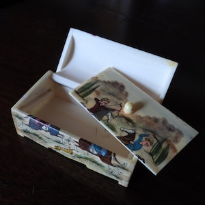 Vintage Persian Hand-Painted Camel Bone Trinket Box with Removeable Inside Shelf image 6
