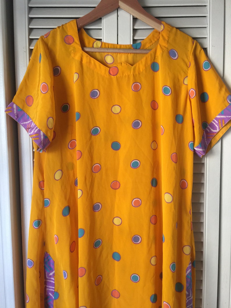 70s slip dress polka dot vintage dress,retro see thru vintage cover up 1970s vintage polka dot silky soft bathing suit coverup yellow