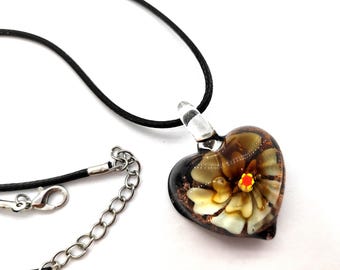 Muranoglas ketting, hartketting, muranoglas sieraden, glazen hart, murano sieraden, glazen ketting, hanger muranoglas