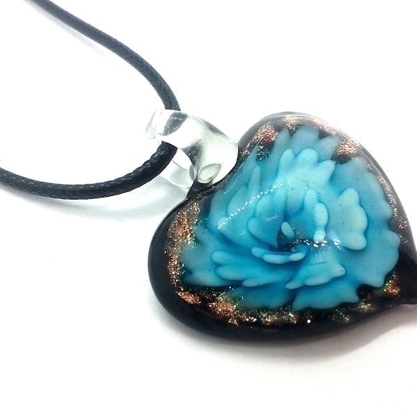 Murano Glass Necklace, Heart Necklace, Murano Glass Jewelry, Blue Glass Heart, Murano Jewelry, Glass Necklace, Murano Glass Pendant