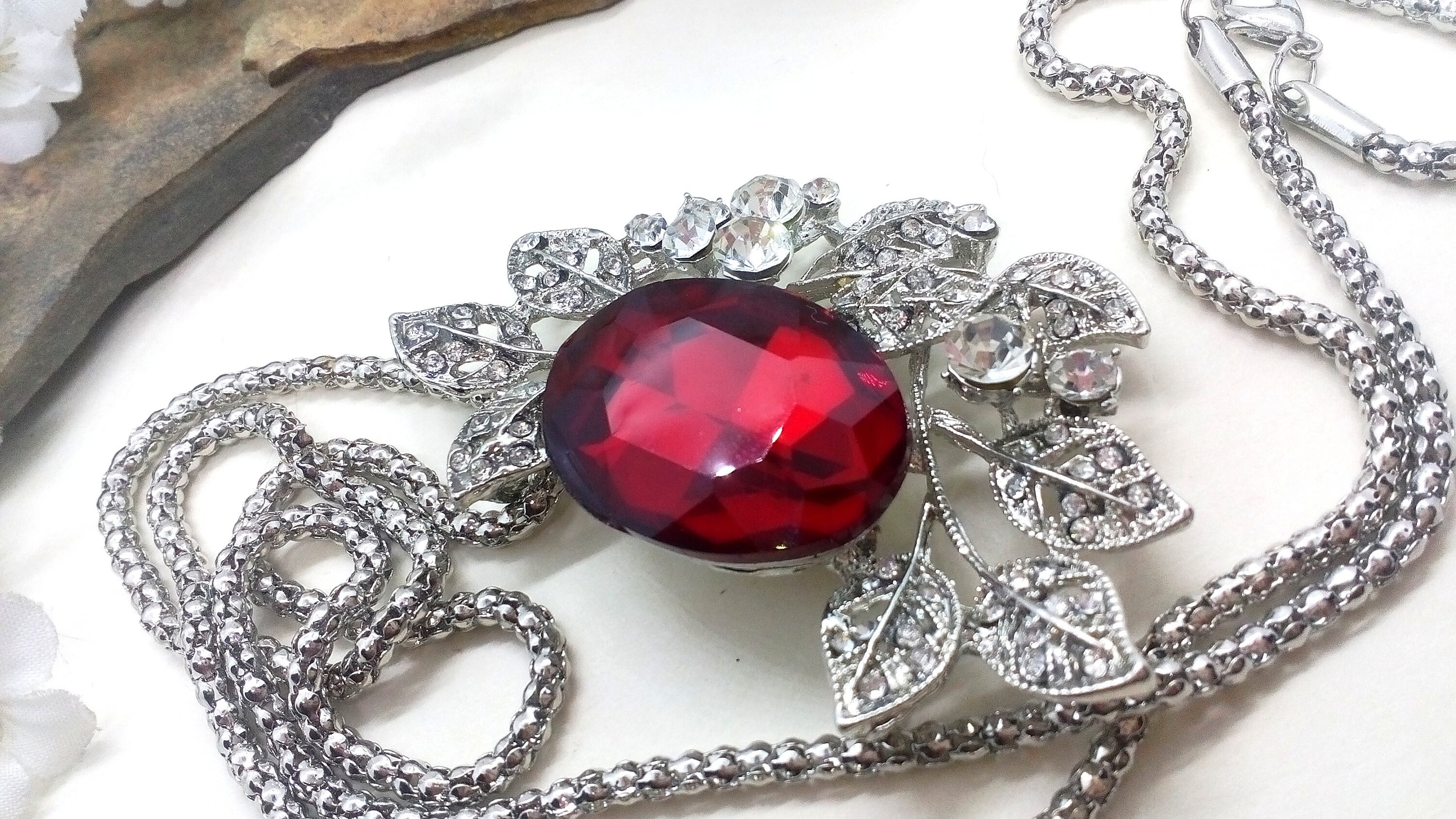 Red Crystal Necklace long Red Crystal Necklace Red Crystal Etsy