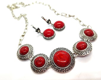 Red Coral Jewelry, Red Coral Jewelry Set, Red Coral Necklace, Red Coral Earrings, Coral Jewelry Set, Red Coral, Red Jewelry, Coral Jewelry