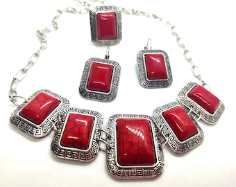 Red Coral Jewelry Set, Red Coral Jewelry, Red Coral Necklace, Red Coral Earrings, Coral Jewelry Set, Red Coral, Red Jewelry, Coral Jewelry