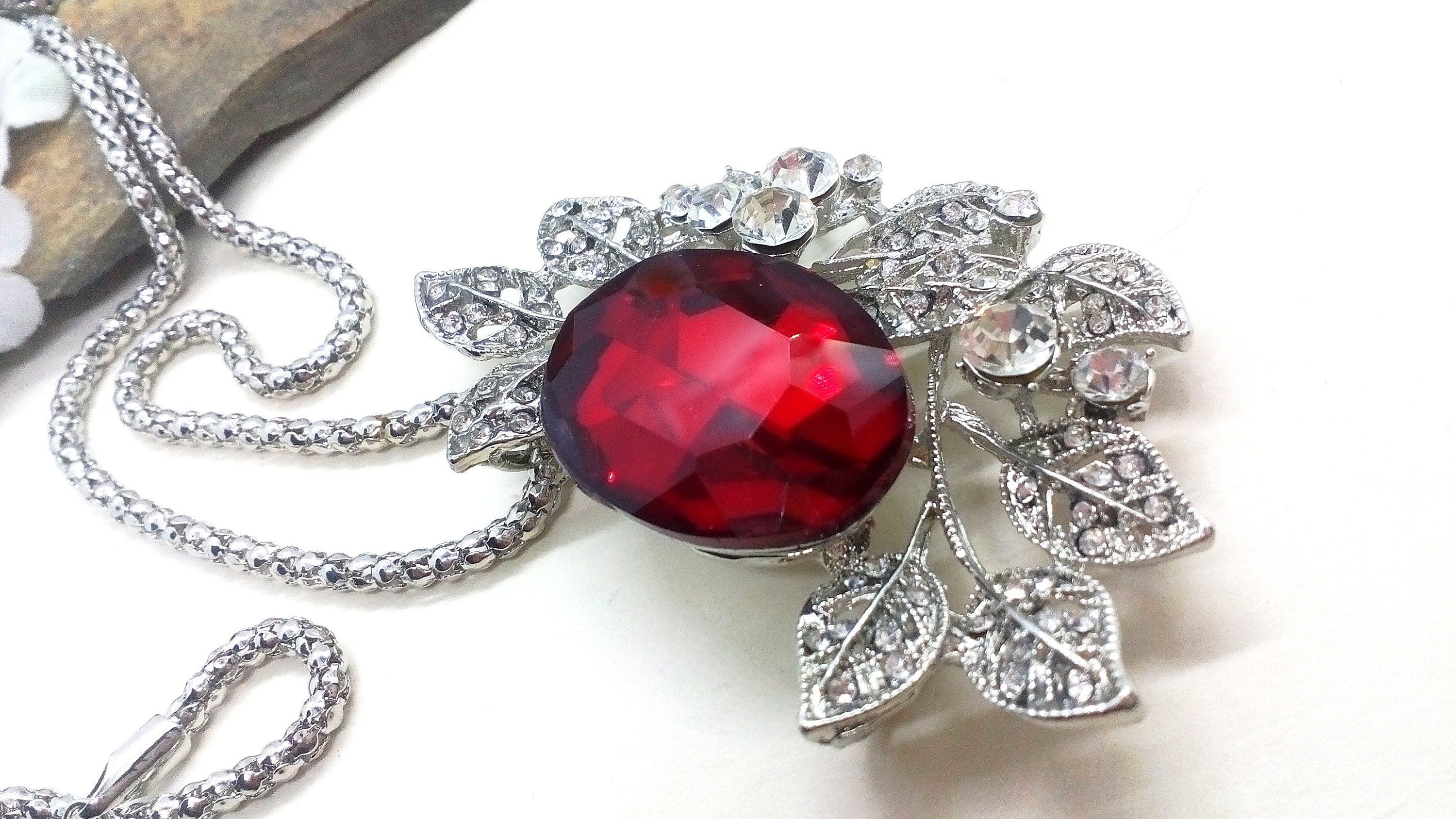 Red Crystal Necklace long Red Crystal Necklace Red Crystal Etsy