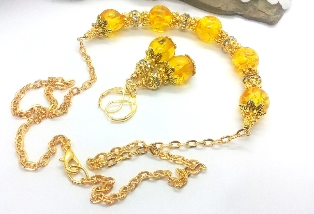 Yellow Crystal Jewelry Set Yellow Gold Jewelry Set Yellow Etsy