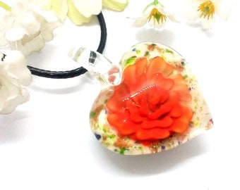 Muranoglas ketting, hartketting, muranoglas sieraden, glazen hart, murano sieraden, glazen ketting, hanger muranoglas