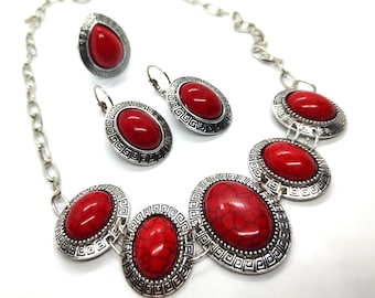 Red Coral Jewelry Set, Red Coral Jewelry, Red Coral Necklace, Red Coral Earrings, Coral Jewelry Set, Red Coral, Red Jewelry, Coral Jewelry