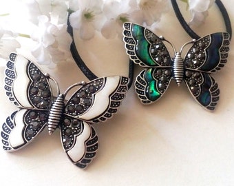 Butterfly Necklace, Mother of Pearl Butterfly, Abalone Jewelry, Abalone Butterfly Necklace, Butterfly Pendant, Abalone Butterfly Choker