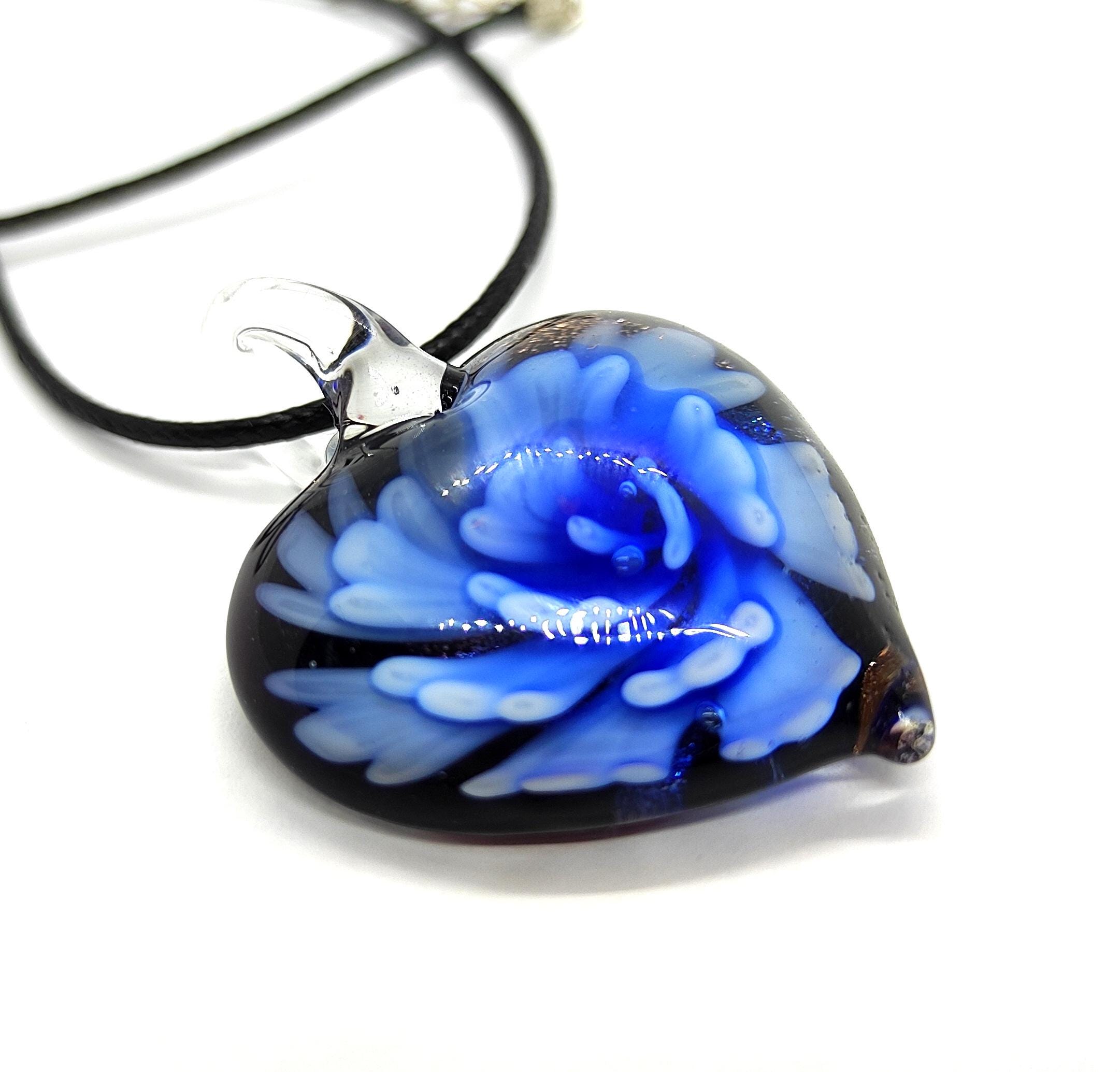 Murano Glass Necklace, Heart Necklace, Murano Glass Jewelry, Blue Glass Heart, Murano Jewelry, Glass Necklace, Murano Glass Pendant