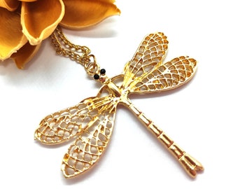 Dragonfly gouden hanger, Dragonfly gouden ketting, Dragonfly gouden sieraden, Dragonfly kristallen hanger, Dragonfly kristallen ketting, Dragonfly