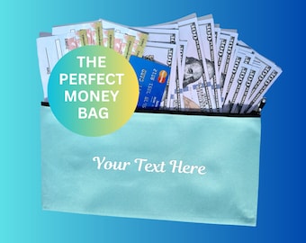 Bank Bag, Customized Zippered Money Pouch, Personalized Makeup Bag, Savings Pouch, Coin Bag, Medicine Bag, Rainy Day Fund, Money Pouch