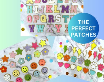 Sticker Patches, Smiley Face Patch, Glitter Letter Patches, Chenille Travel Patches, Stick On Patches, Chenille Patches, Trendy Patches
