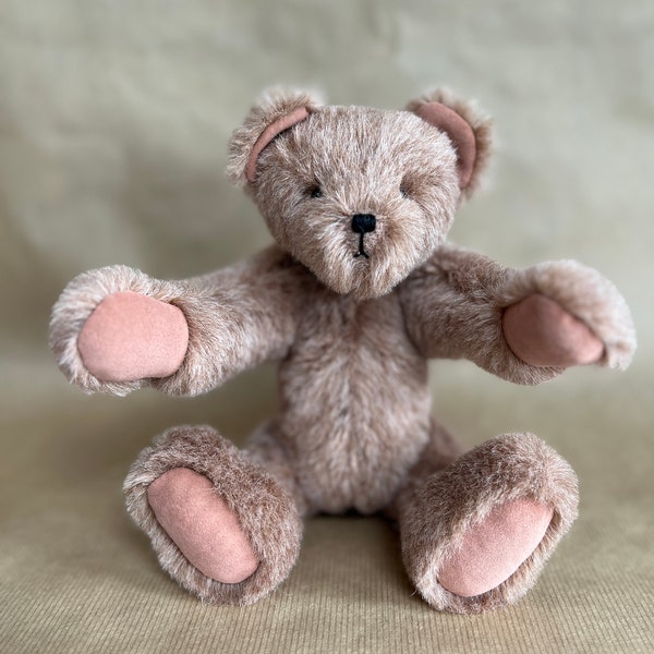 Handmade Artist Bear by BearTonBorough, Traditional Jointed Teddy Bear, OOAK Alpaca Mohair Stuffed Bear