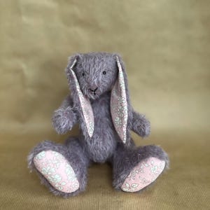 Handmade Purple Bunny Rabbit by BearTonBorough, OOAK Jointed Artist Bear, Small Mohair Rabbit