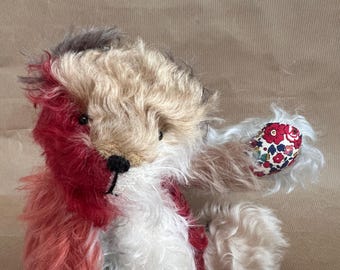 Handmade Rainbow Patchwork Mohair Teddy Bear: OOAK Jointed Collectible Bear