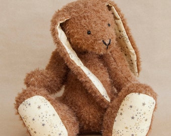 Handmade Brown Bunny Rabbit by BearTonBorough, OOAK Mohair Artist Bear, Traditional Old Fashioned Rabbit