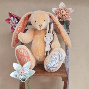 Carte Memory Bunny Rabbit par BearTonBorough, artiste traditionnel fait main ours, lapin mohair traditionnel Ambleside, Cumbria, carte