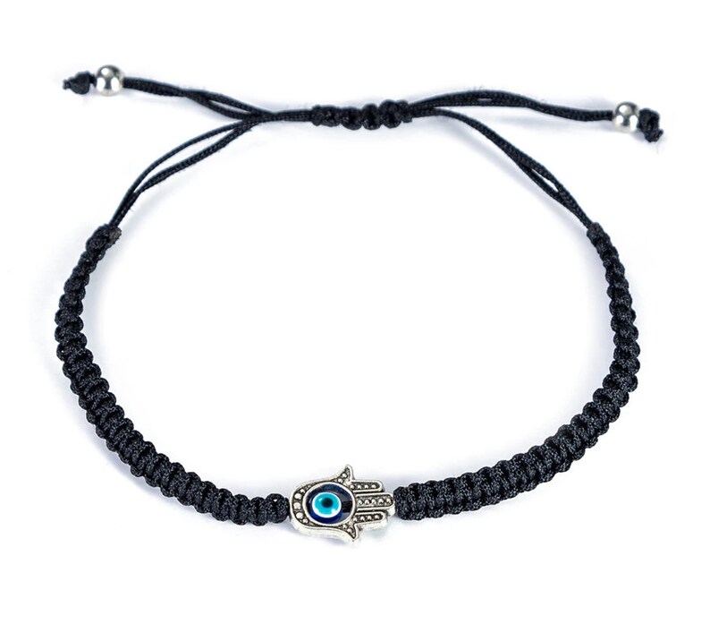 Protection Against Evil BLESSED Mens Black Hamsa Eye Kabbalah Bracelet Protection From Evil