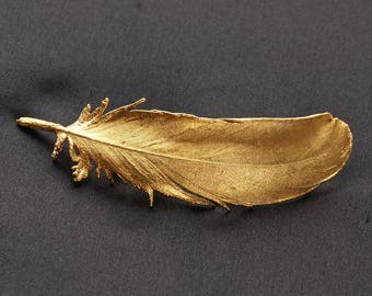 Haarspange vergoldete Feder; hairslide gold plated
