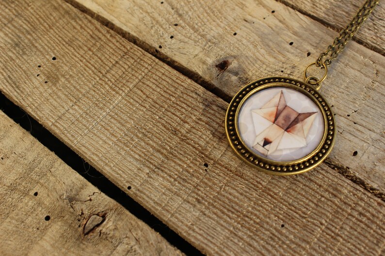 nature origami long necklace gift to offer or afford Wolf bronze