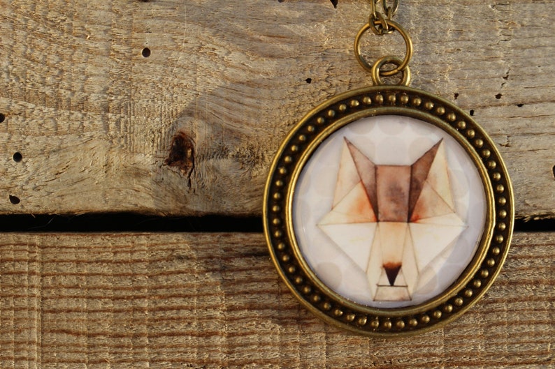 nature origami long necklace gift to offer or afford Wolf bronze
