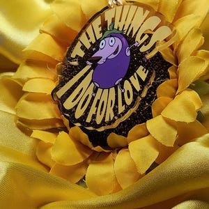 Courage the Cowardly Dog Keychain - The Things I do for Love - Eggplant Costume 2.5 inch