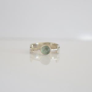 Silver green seaglass ring