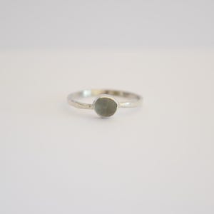 Silver green seaglass ring