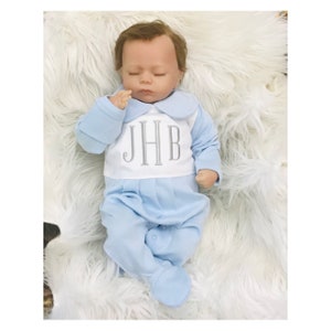 Newborn boy coming home outfit footie Pima cotton baby boy hospital outfit for going home photo outfit newborn baby shower gift