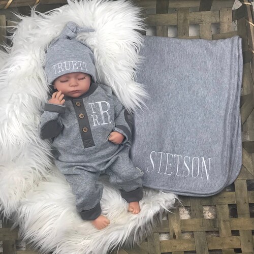 Personalized Baby Gown Baby Boy Coming Home Outfit Newborn Etsy