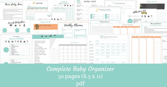 Baby Organizer,Baby Planner,Memories,Milestones, Medical,Baby Care,Feeding Log,Diaper Log, Sleeping Log, Growth Tracker, Calendar, printable