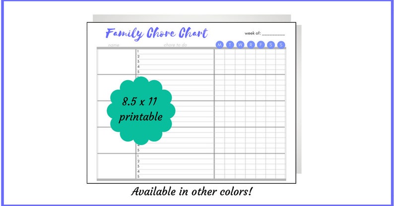 Housework Chart Printable