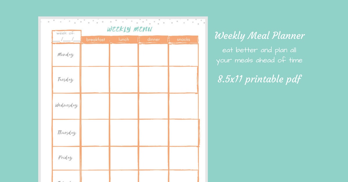 Weekly planner meal planner fitness tracker printable | Etsy