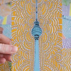 Berlin Fernsehturm Postcards 2) Orange/Blue