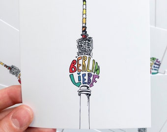 Berlin Liebe TV Tower Postcard