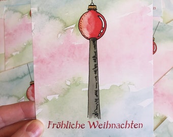 Berlin Christmas Fernsehturm A6 Postcards