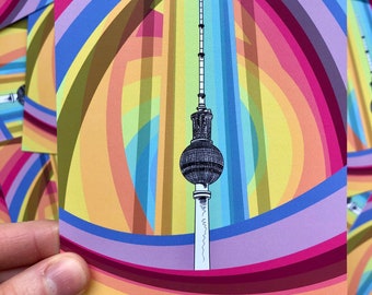 Rainbow Vortex Berlin TV Tower Postcard