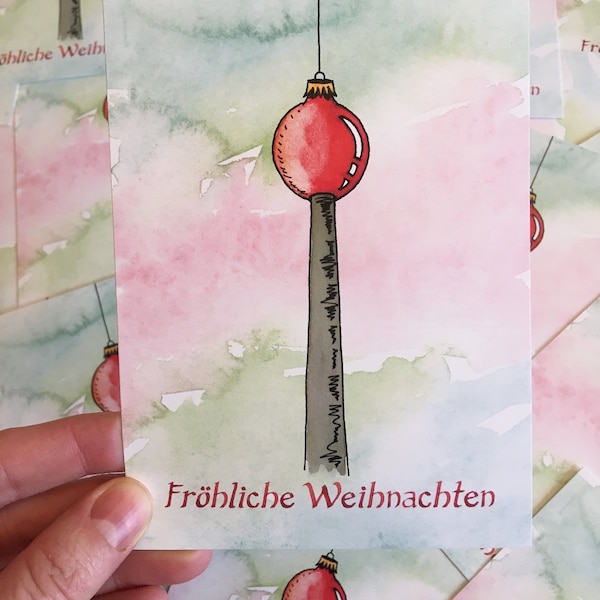 Berlin Christmas Fernsehturm A6 Postcards